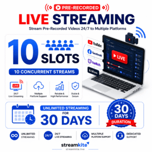 10-slots-30-days 10 Concurrent Streaming Slots (Monthly) - Video Streaming Service