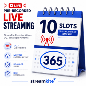 10-slots-365-days 10 Concurrent Streams (Annual) โ 24/7 Video Streaming Service