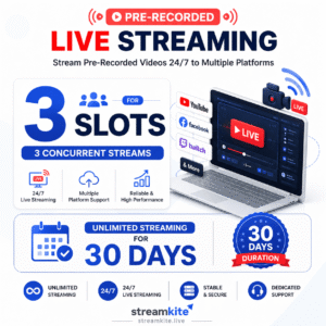 3-slots-30-days 3 Concurrent Streaming Slots (Monthly) - Video Streaming Service