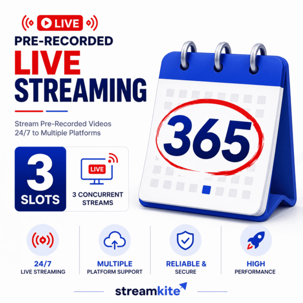 3-slots-365-days 5 Concurrent Streams (Annual) - 24/7 Video Streaming Service