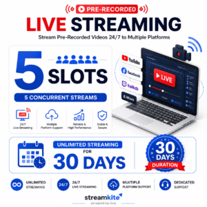 5-slots-30-days 5 Concurrent Streaming Slots (Monthly) - Video Streaming Service
