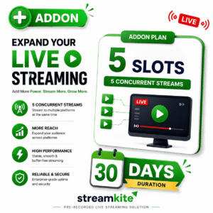 5-slots-addon-30-days Video Streaming Service โ 5 Concurrent Streams Add-on (Monthly)